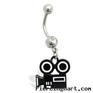 Belly Ring with dangling hollywood movie camera