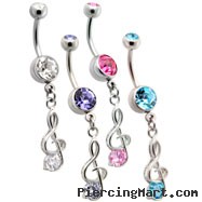 Treble Clef Music Note Dangle Belly Ring