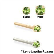 14K Gold Apple Green Diamond Nose Stud