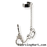 Ear stud with dangling hand cuff