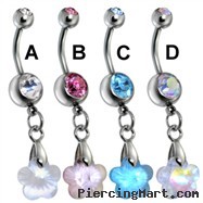 Surgical Steel Flower Prism Belly Ring