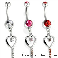Belly Ring with Dangling Key