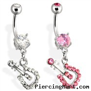 Belly Ring with Dangling Guitar