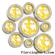 Pair Of Gold Glitter Anchor Tunnels