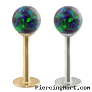 14K Gold Labret with Blue Green Opal Balls