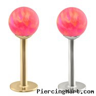14K Gold Labret with Pink Opal Balls