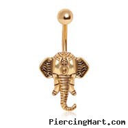 Gold Toned Decorated Elephant Navel Ring