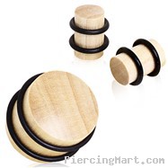 Pair Of Crocodile Wood Solid Plugs with O-Rings