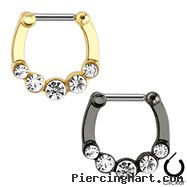 Five Gems Ion Plated Surgical Steel Bar Septum Clicker