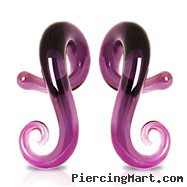 Pair Of Purple Pyrex Glass Tapers with Spiral Tail