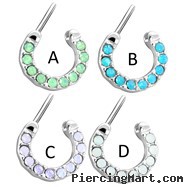 Surgical Steel Opalite Stone Septum Clicker
