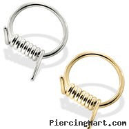 14K Gold Barbed Wire Captive Bead Ring
