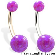 14K Gold Gorgeous Purple Opal Belly Ring