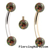 Internally Threaded Curved Barbells With Rainbow Opals