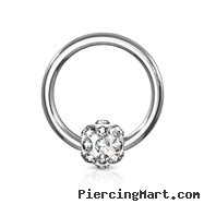 Crystal Paved Ferido Ball Captive Bead Ring