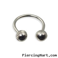 Horseshoe ring with notched balls, 16 ga