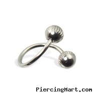 Twisted barbell with notched balls, 16 ga