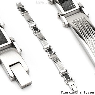316L Stainless Steel Bracelet/ White Carbon Fiber