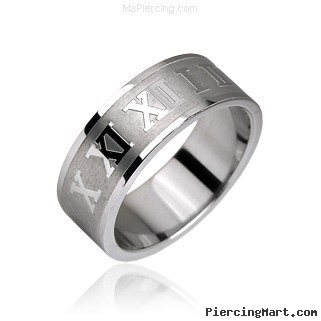 Surgical Steel Ring with Roman Numerals