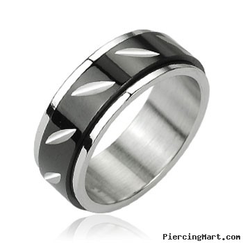 316L Stainless Steel Black W/ Center Spinner Ring