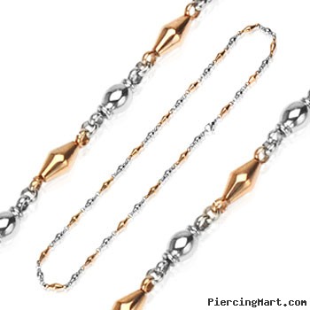 316L Stainless Steel IP Coffee Two Tone Chandelier Necklace