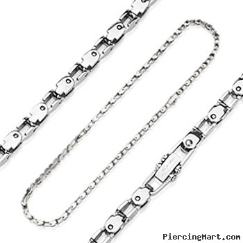 316L Stainless Steel Bicycle Chain Style Necklace with Square Links