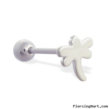 Straight barbell with dragonfly top, 14 ga