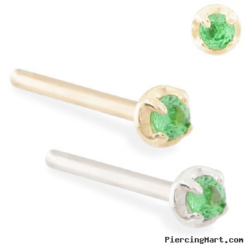 14K Gold customizable nose stud with 1.5mm Emerald gem