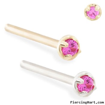 14K Gold customizable nose stud with 1.5mm Ruby gem