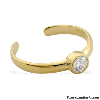 14K yellow gold toe ring with single CZ