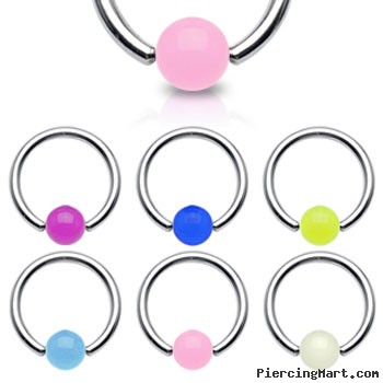 Captive bead ring with glow-in-dark ball, 16 ga