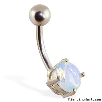 Navel Ring With Argenon Fluorite Stone