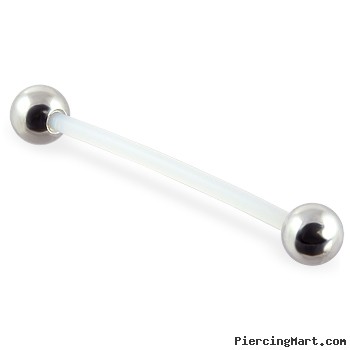 Bioplast (industrial) straight barbell with steel balls, 14 ga