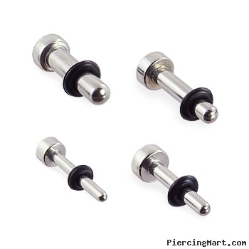 Pair Of Stainless Steel Plugs with Flat Back And One O-Ring