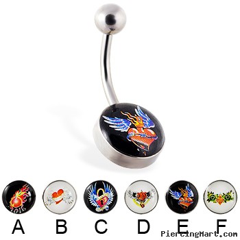 Tattoo Style Logo Belly Ring