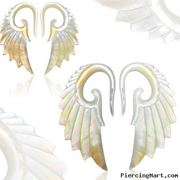 Pair of Hand carved mother of pearl angel wing tapers