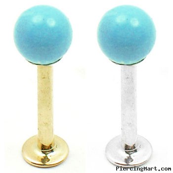 14K Gold Labret with Turquoiseball