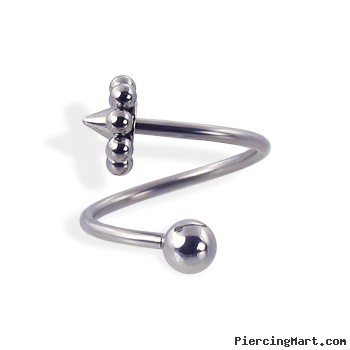 Ball and flower cone spiral barbell, 16 ga