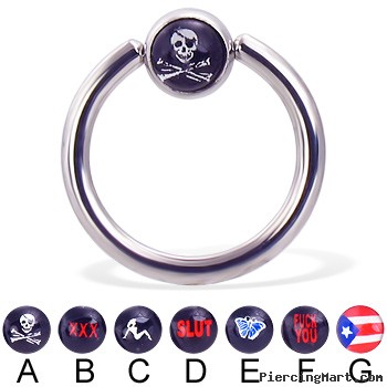 Captive bead ring with logo ball, 12 ga