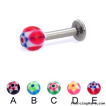 Labret with acrylic star balls, 12 ga