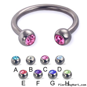 Titanium jeweled circular barbell, 12 ga