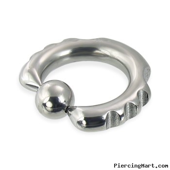 Fancy notched captive bead ring, 6 ga