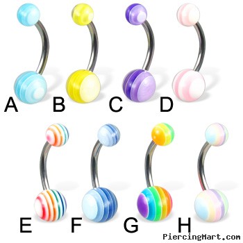 Acrylic multilayered ball belly button ring