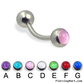 Curved barbell with hologram balls, 14 ga