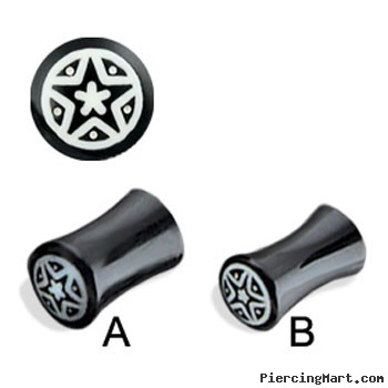 Pair Of Double Flare Horn Plugs with Star Bone Inlay