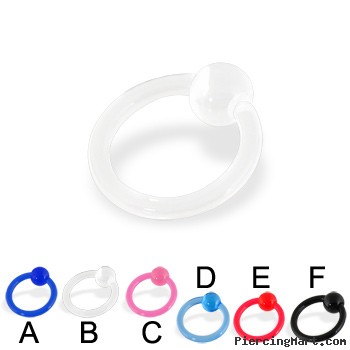 Transparent acrylic captive bead ring, 12 ga