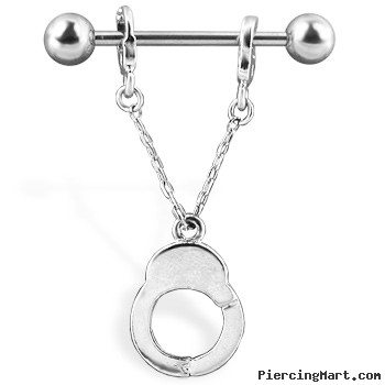Nipple Ring with Handcuff, 14 Ga