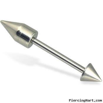 Spike and cone straight barbell, 14 ga