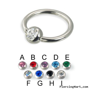 Captive bead ring with gem, 14 ga