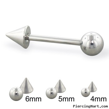 Steel ball and cone straight barbell, 14 ga